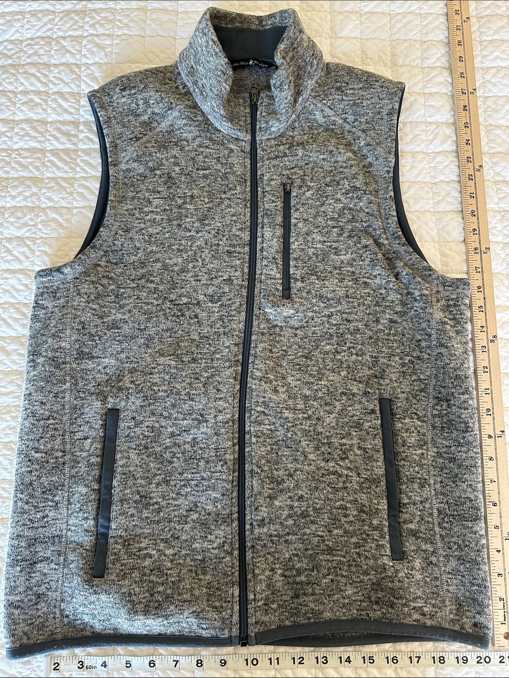 Beverly Hills Polo Club Grey Marled Knit Zip Vest